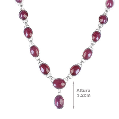 Gargantilha de Prata com Rubi - 64019