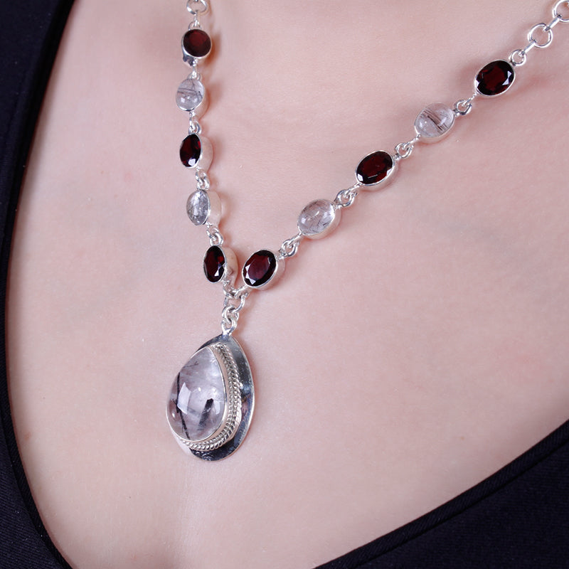 Gargantilha de Prata com Pedras - 64026