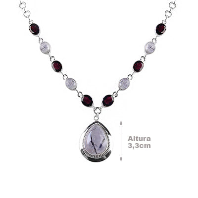 Gargantilha de Prata com Pedras - 64026