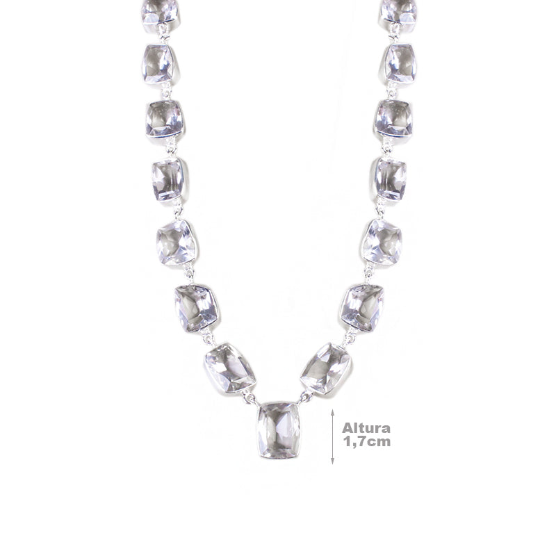 Gargantilha de Prata com Cristal - 64027