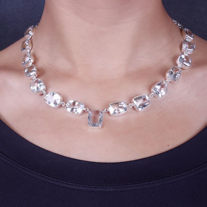 Gargantilha de Prata com Cristal - 64027