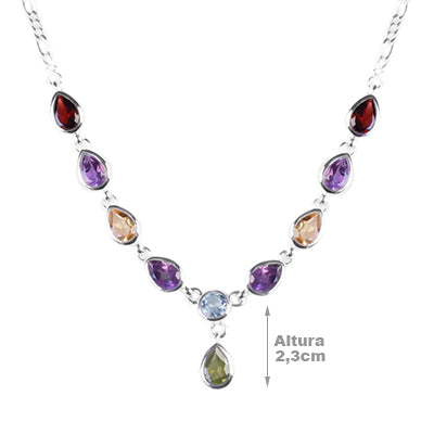 Gargantilha de Prata com Pedras - 64036