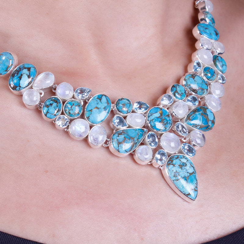 Gargantilha de Prata com Pedras - 64045