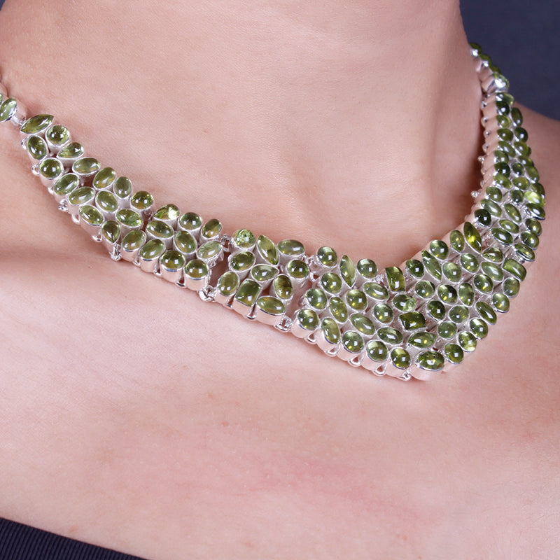 Gargantilha de Prata com Peridoto - 64042