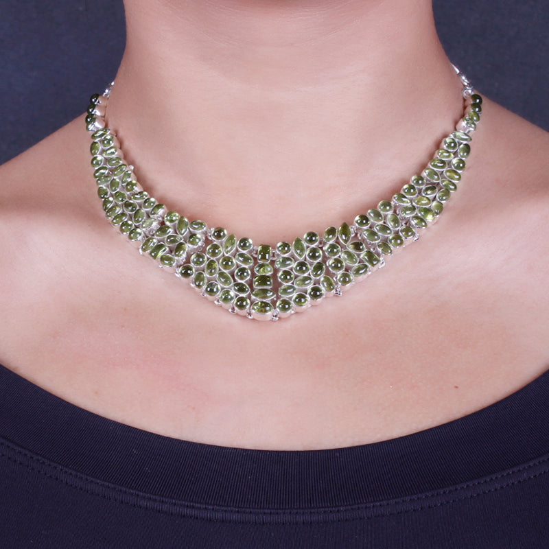 Gargantilha de Prata com Peridoto - 64042