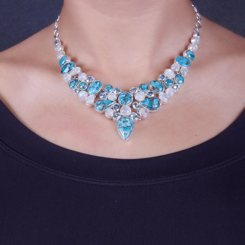 Gargantilha de Prata com Pedras - 64045