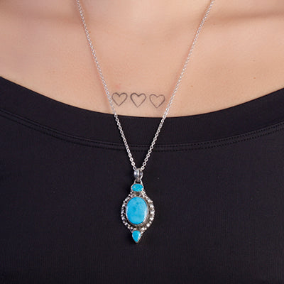Pingente de Prata com Turquesa - 64046