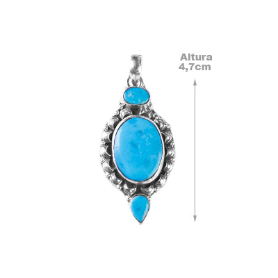 Pingente de Prata com Turquesa - 64046