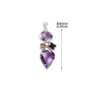 Pingente de Prata com Pedras - 64048