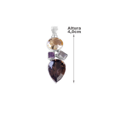 Pingente de Prata com Pedras - 64050