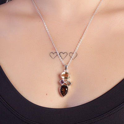 Pingente de Prata com Pedras - 64050