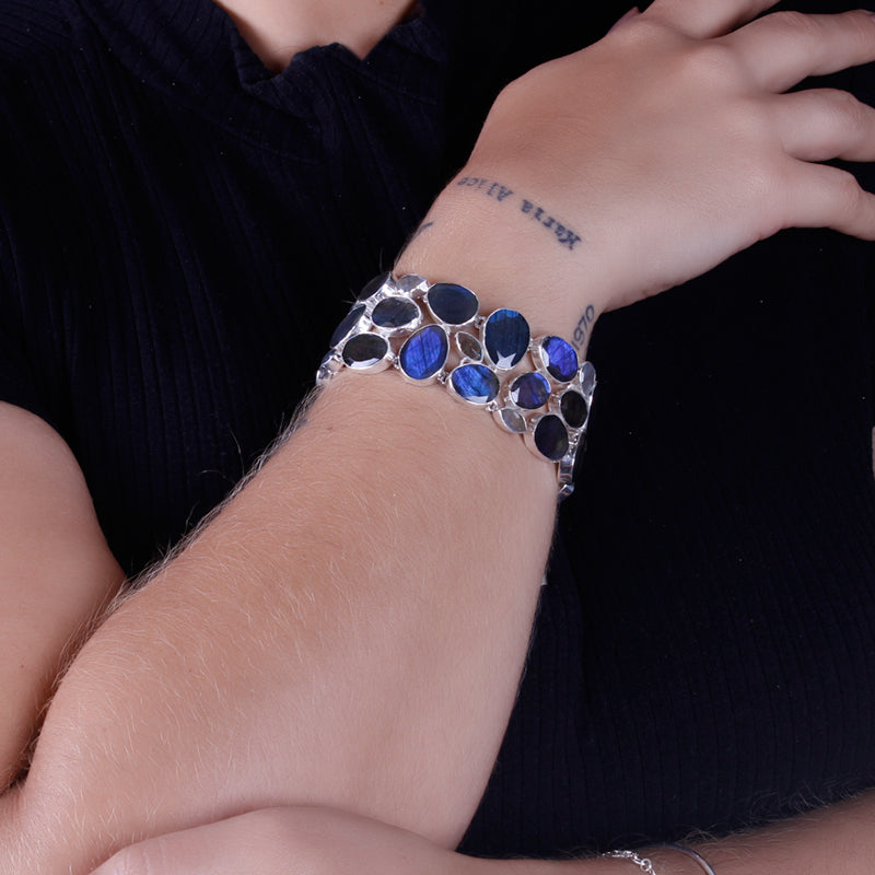 Pulseira de Prata com Labradorita - 64070