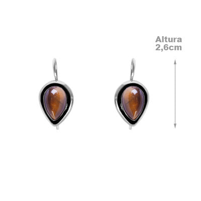 Brinco De Prata com Olho de Tigre - 64096
