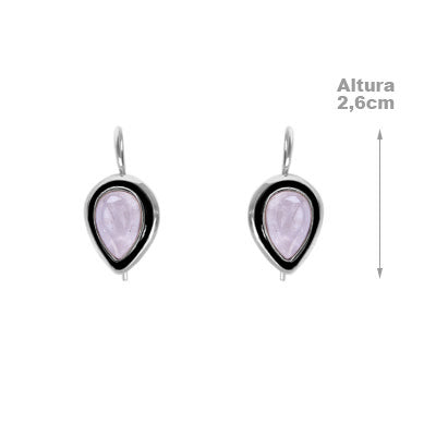 Brinco de Prata com Quartzo Rosa - 64098