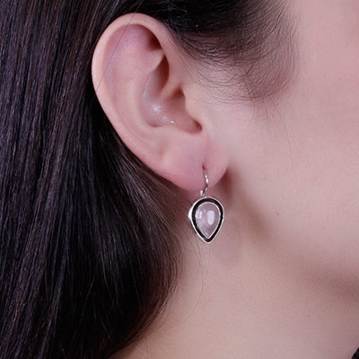 Brinco de Prata com Quartzo Rosa - 64098