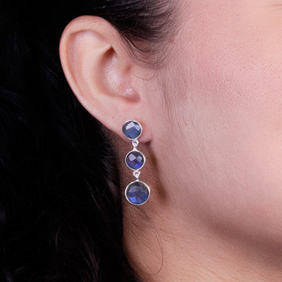 Brinco de Prata com Labradorita - 64102