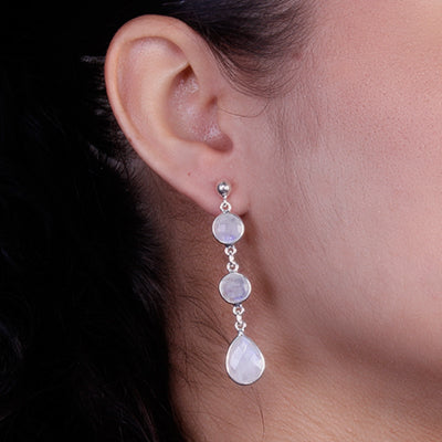 Brinco de Prata com Pedra da Lua - 64114