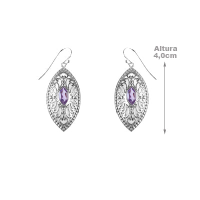 Brinco de Prata com Ametista - 64179