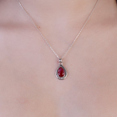 Pingente de Prata com Rubi - 64190