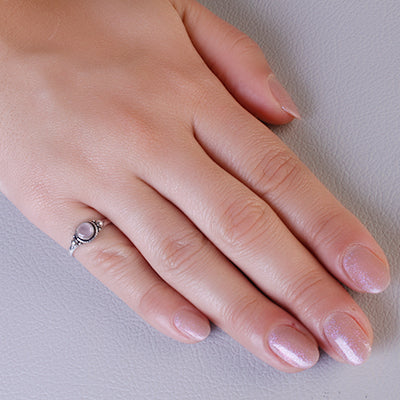 Anel de Prata com Quartzo Rosa - 64241