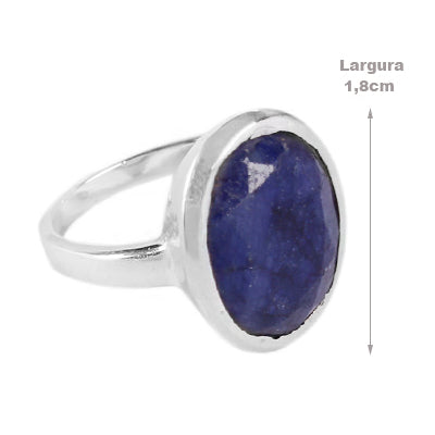 Anel de Prata com Safira - 64293