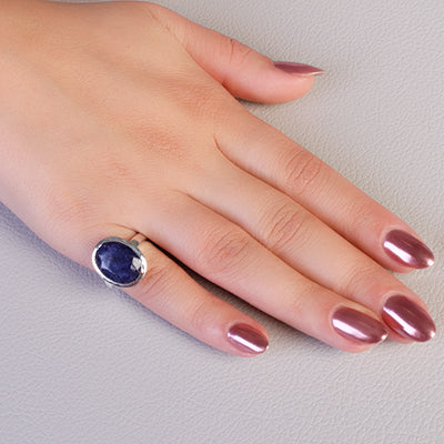 Anel de Prata com Safira - 64293