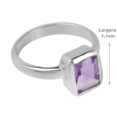 Anel de Prata com Ametista - 64320
