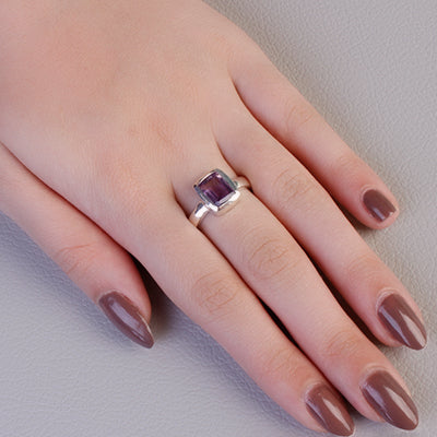 Anel de Prata com Ametista - 64320