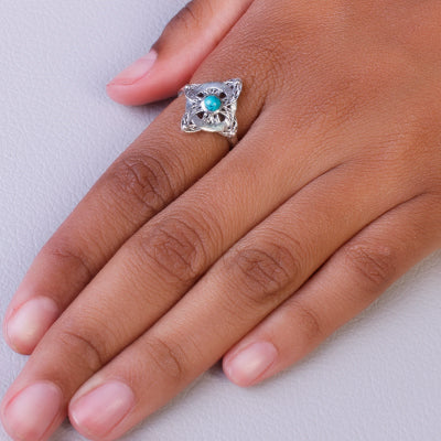 Anel de Prata com Turquesa - 64329