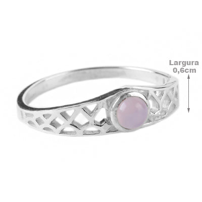 Anel de Prata com Quartzo Rosa - 64381
