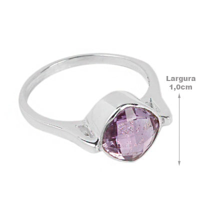 Anel de Prata com Ametista - 64392