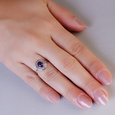 Anel de Prata com Ametista - 64398