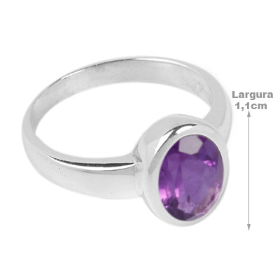 Anel de Prata com Ametista - 64400