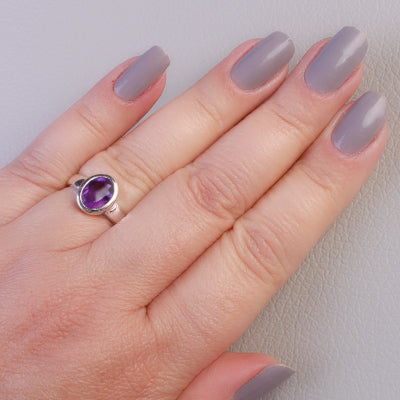 Anel de Prata com Ametista - 64400