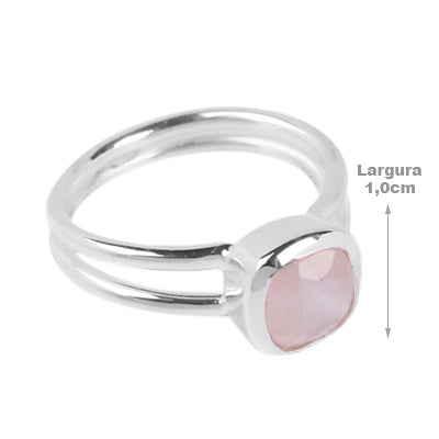Anel de Prata com Quartzo Rosa - 64412