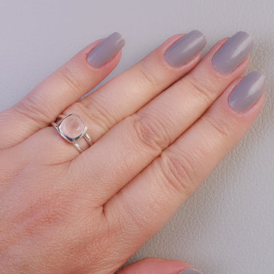 Anel de Prata com Quartzo Rosa - 64412