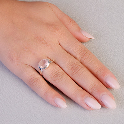 Anel de Prata com Quartzo Rosa - 64433