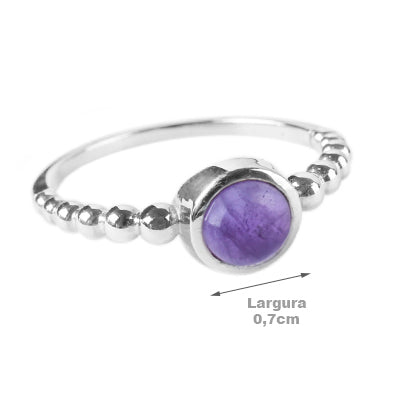 Anel de Prata com Ametista - 64436
