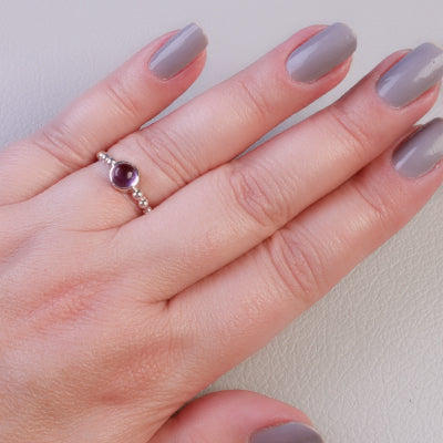 Anel de Prata com Ametista - 64436