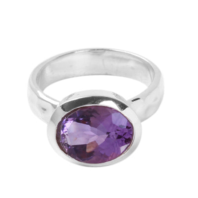Anel de Prata com Ametista - 64438