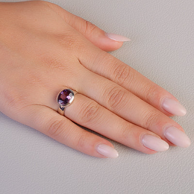 Anel de Prata com Ametista - 64438