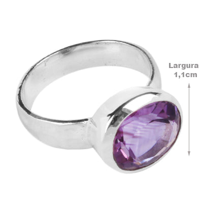 Anel de Prata com Ametista - 64438