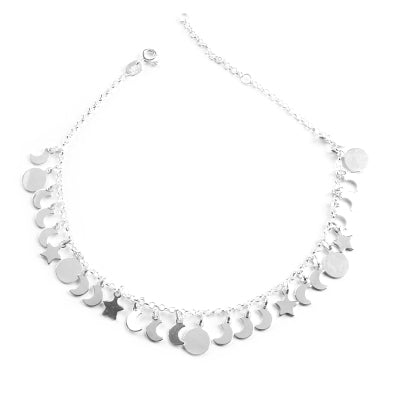 Tornozeleira de Prata com Pingentes - 64471