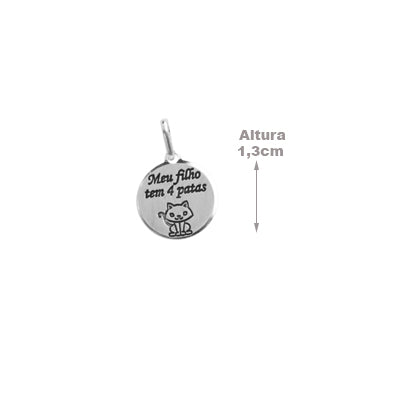 Pingente de Prata Gato - 64483