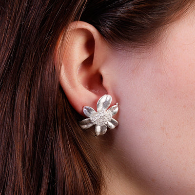 Brinco de Prata Flor  - 64581
