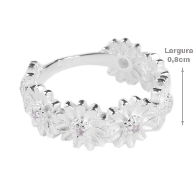 Anel de Prata com Flores - 64632