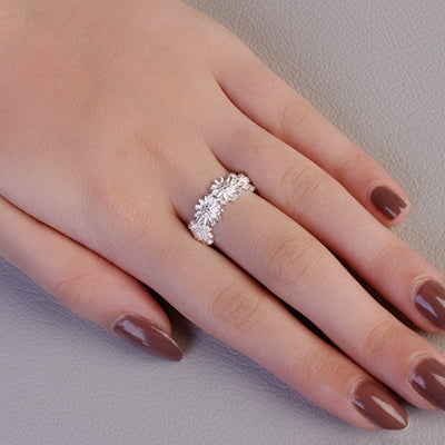 Anel de Prata com Flores - 64632