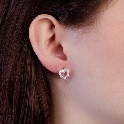 Argola de Prata Coração com Zircônias - 64677