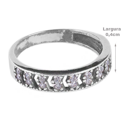 Anel de Prata com Zircônias - 64746