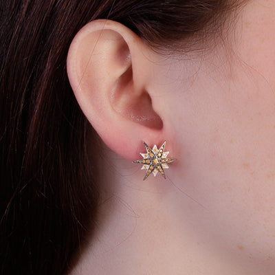 Brinco de Prata Estrela com Zircônias - 64828